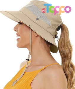 UPF50+ Large Breathable 3.5" Wide Brim Adjustable Beach Bucket Hat