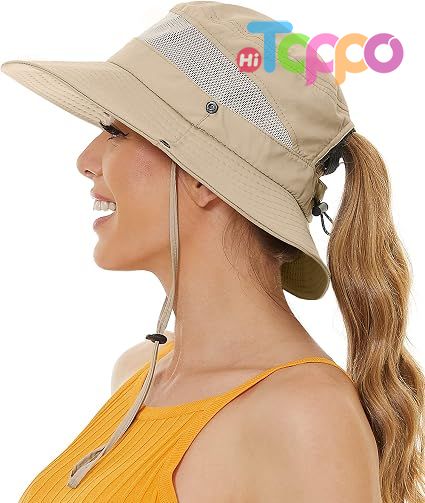 UPF50+ Large Breathable 3.5" Wide Brim Adjustable Beach Bucket Hat