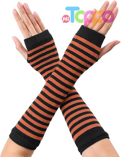Custom Printed Elbow Length Knitted Arm Warmers Women's Fingerless Gloves 