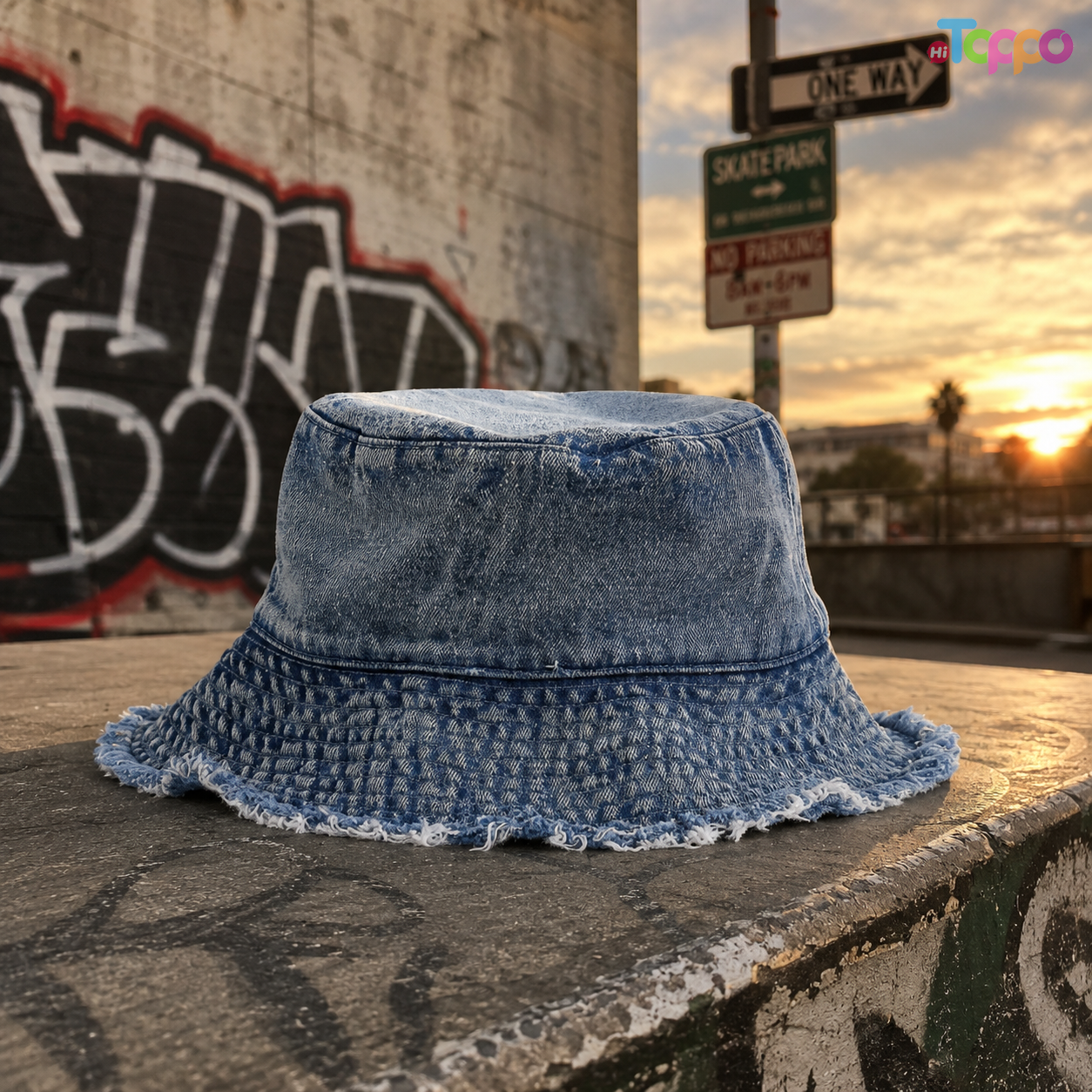 Washed Vintage Denim Bucket Caps