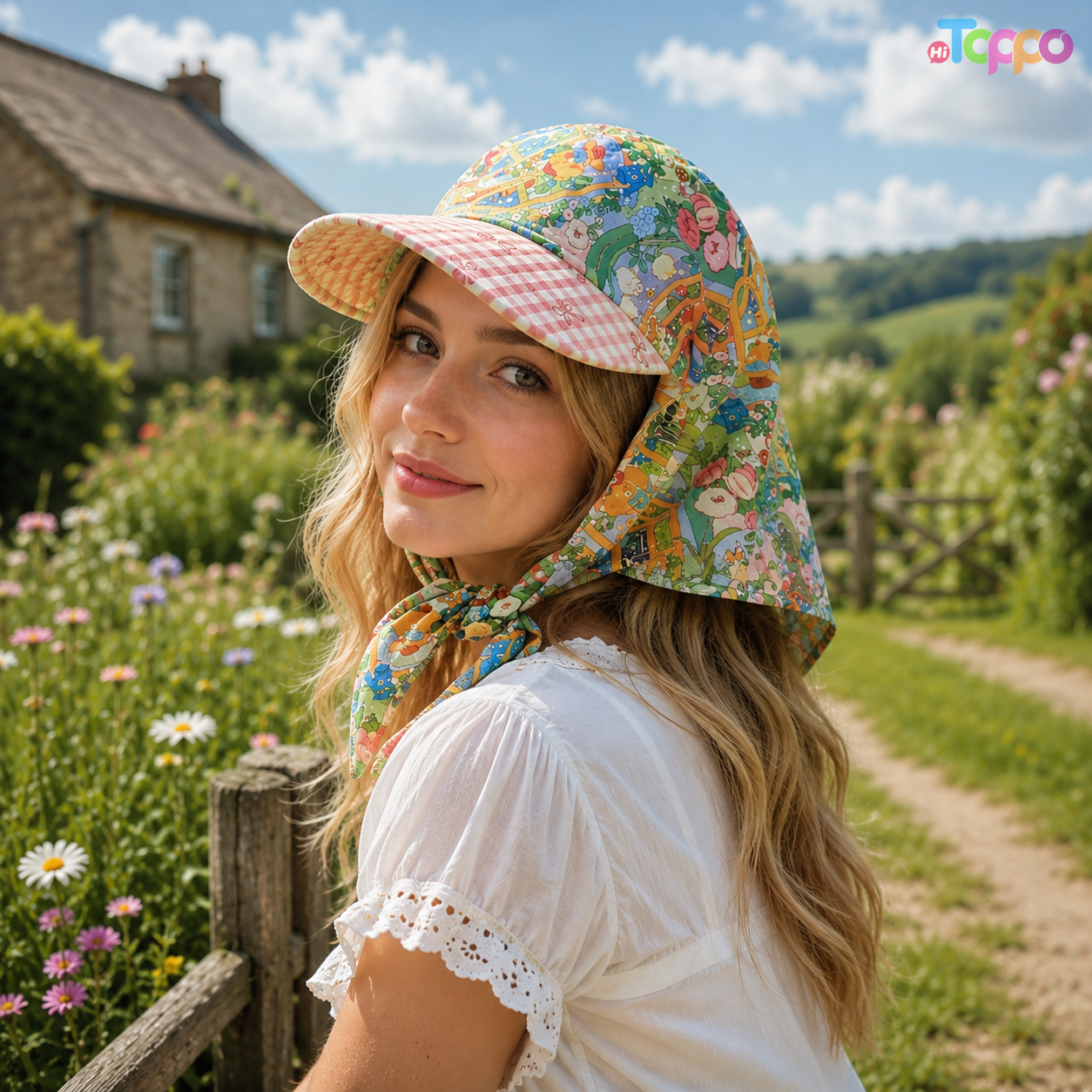 Pastoral Style Bandana Caps Sun Protection for Women