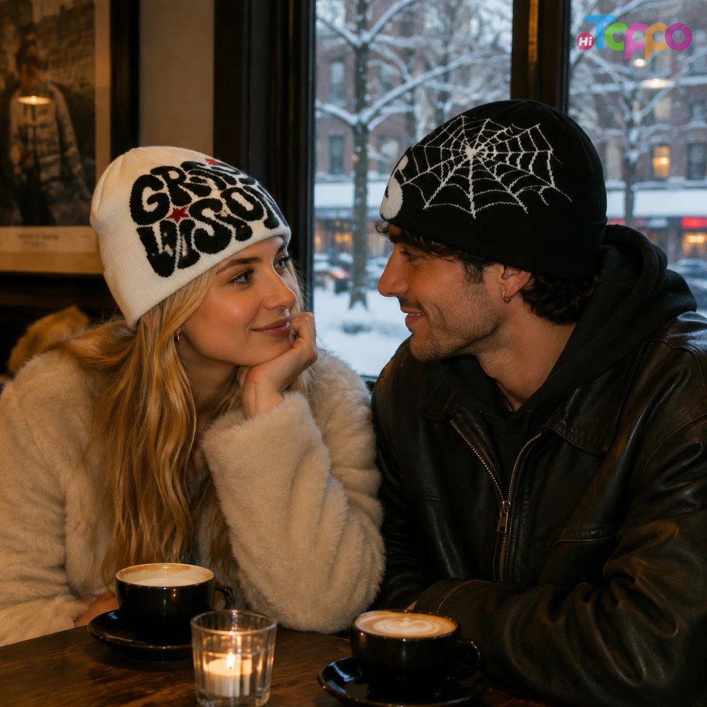 Letter Jacquard Knitted Beanie Hat for Men & Women
