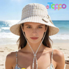 Custom Women's Summer Plaid Sun Hat 100% Cotton Beach UV Protection Fishing Hat