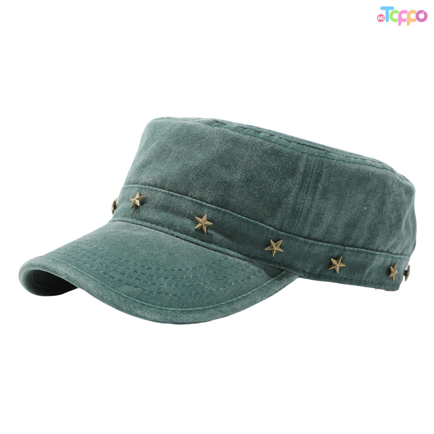Custom Black Flat-Brimmed Hat with Stars