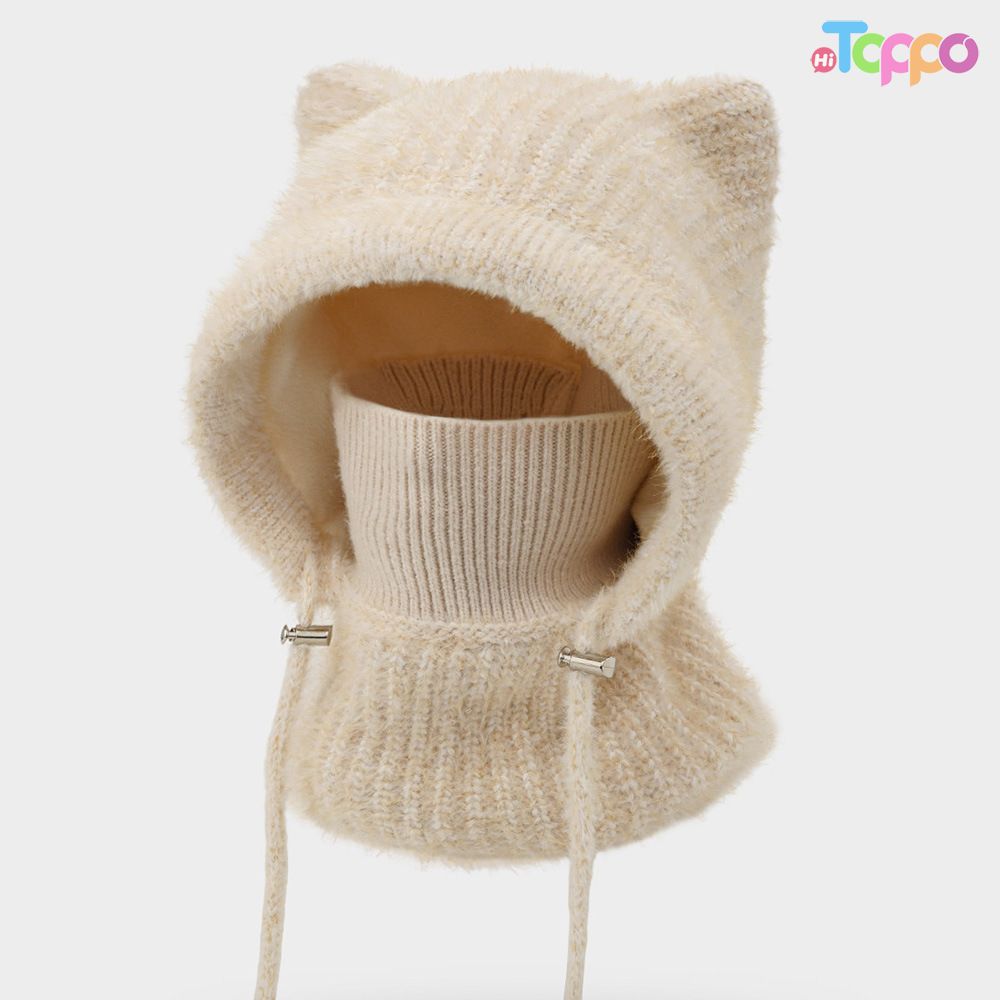 Custom Warm Earflap Hooded Scarf Women's Winter Knit Balaclava Beanie