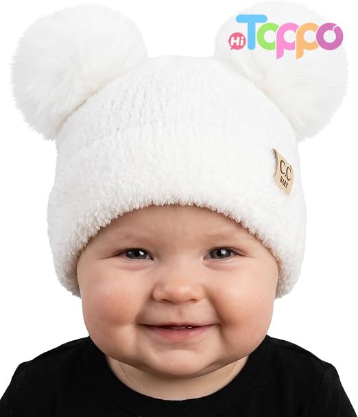 Newborn Girl Winter Hat 0–12 Months Cute Cozy Knit Infant Beanies Double Pom Pom Baby Beanie