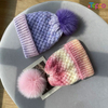 Winter Warm Thick Earflap Pom Pom Faux Fox Fur Ball Ski Skull Cap Gradient Fleece Lined Knit Beanie 