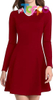 2026 Fall Vintage Lapel Collar V Neck A-Line Short Mini Dress Long Sleeve Dresses for Women