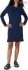 Hot Sale Women's Long Sleeve Crewneck Fleece Above-The-Knee Dress with Ribbed Detail