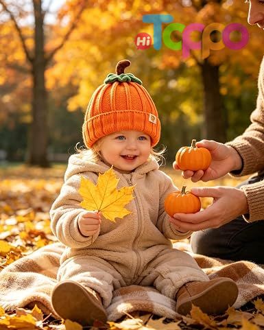 Thick Warm Soft Pumpkin Knitted Beanie Hat Orange for Autumn Halloween
