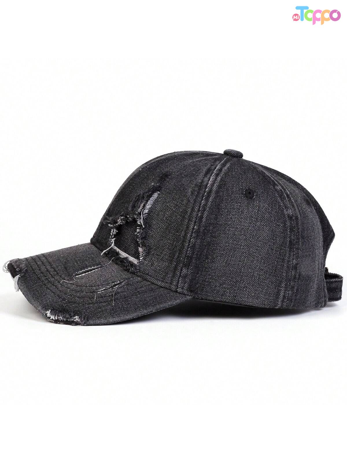 Outdoor Adjustable Sunscreen Leisure Vintage Edge Holes Denim Baseball Cap 