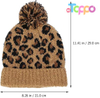  Winter Warm Woolen Yarn Brown Leopard Printed Knitted Beanie