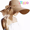  Big Bowknot 5.7 Inches Large Floppy Foldable Roll up UPF 50+ Beach Cap Sun Hat Straw Hat