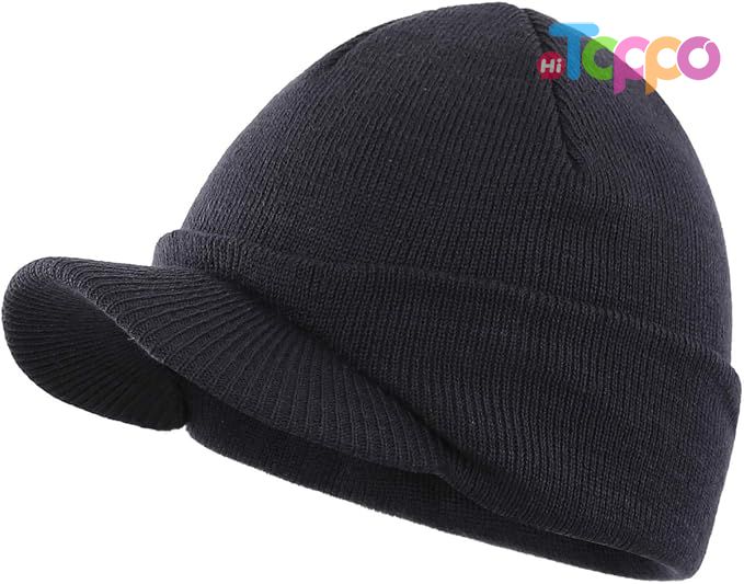 Custom Warm Double Knit Cuff Beanie Cap Watch Radar Hat Men's Winter Beanie Hat with Brim 