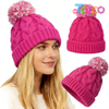 Wholesale Slouchy Chunky Knit Beanie with Pom Pom - Cozy Winter Bobble Hat