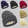 Satin Lined Beanie for Women Men, Double Layer Knitted Cuffed Winter Hat