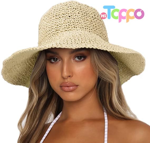 Summer Wide Brim Foldable Travel Straw Hat Sun Beach Hat for Women