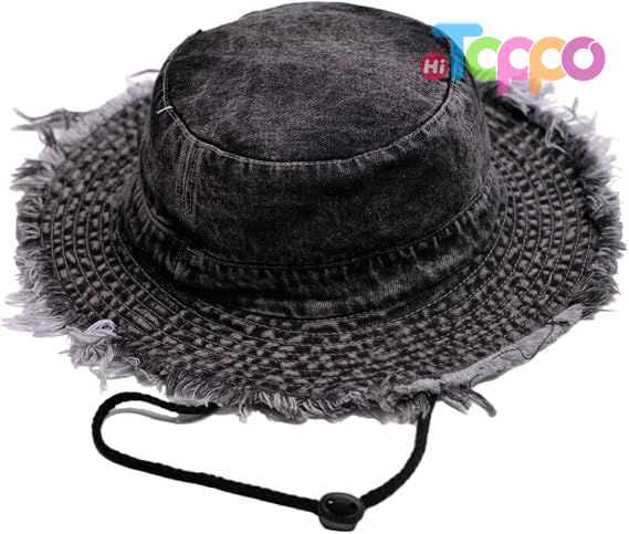 Wholesale Cotton Denim Distressed Bucket Sun Hat