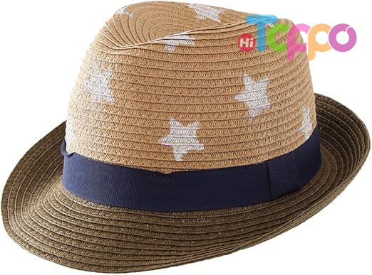 Kids Summer Straw Hat for Baby Toddler Boys Fedora Beach Sun Hat Short Brim Breathable Cool Floppy Panama Hats