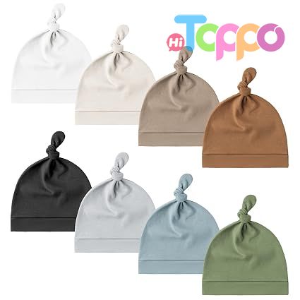 Knot Sleepy Buttery Soft Stretchy Fabric 8 Pack Baby Newborn Hats Beanie Hat for Infant 0-6 Months 