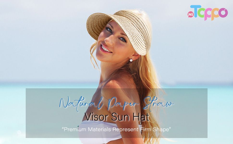 Summer Wide Brim Straw Sun Visors Foldable Ponytail Beach Women Hat