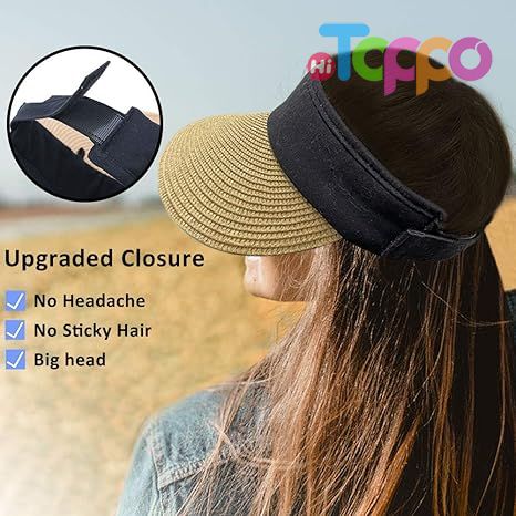  Summer UV Protection Foldable Packale Wide Brim Women Straw Sun Visor Hat 