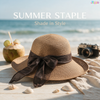 Hot Sale Summer UPF Womens Wide Brim Sun Straw Hat with Ribbon