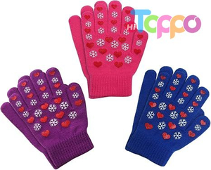 Hot Gift 3 Pairs Knit Warm Stretch Gripper Children Magic Glove 4-14 Years Kids Winter Gloves 