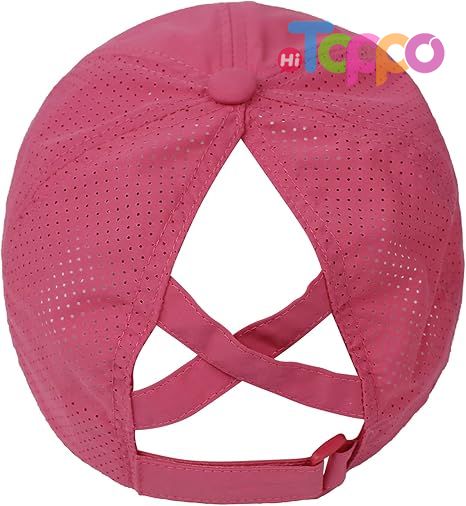Outdoor Sports Quick Drying Mesh Womens Criss Cross Ponytail High Messy Bun Baseball Cap 