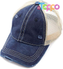 Custom Washed Distressed Cotton Denim Ponytail Hat Adjustable Baseball Cap