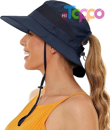 UPF50+ Large Breathable 3.5" Wide Brim Adjustable Beach Bucket Hat