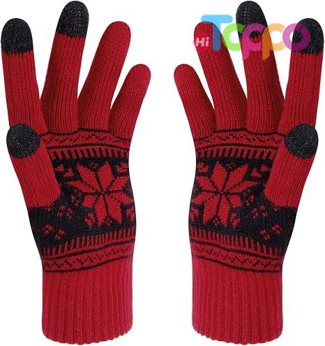  Custom Snow Flower Printing Keep Warm Winter Touch Screen Gloves