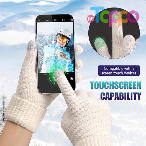 Hot Sale Touchscreen Elastic Cuff Knit Womens Winter Gloves - Warm Soft Winter Gloves | 4 Pairs 