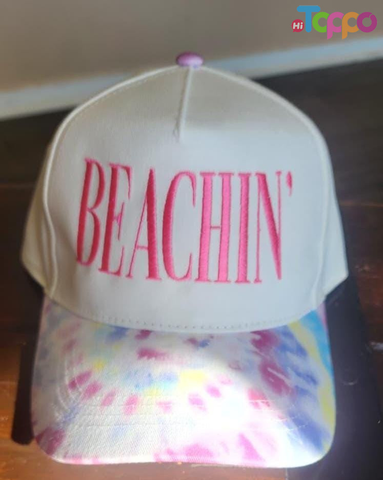 Custom Tie-Dye Brim Cotton Summer Embroidered Beachin Baseball Caps