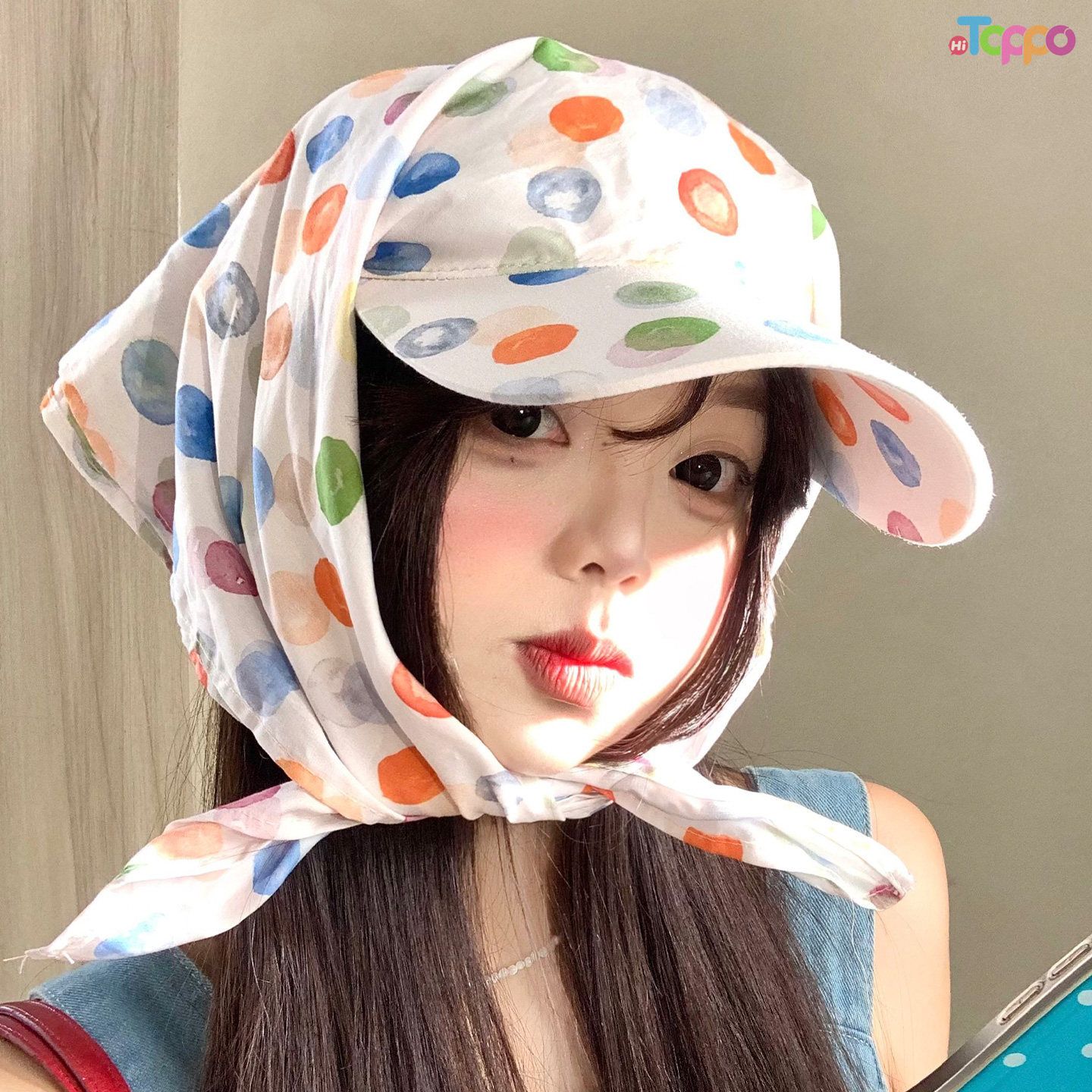 Women Fresh Watercolor Polka Dot Bandana Caps