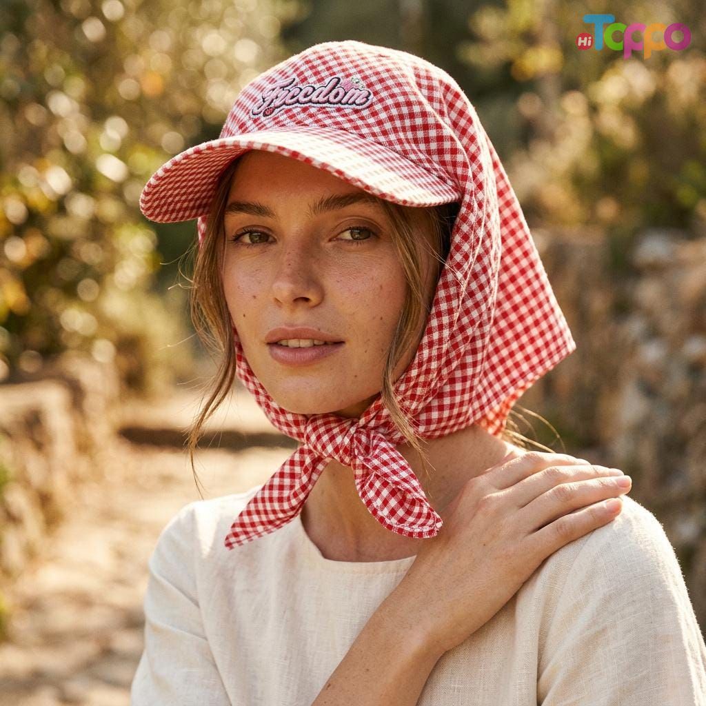 Summer Checkered Printing Bandanas Caps with Embroidery