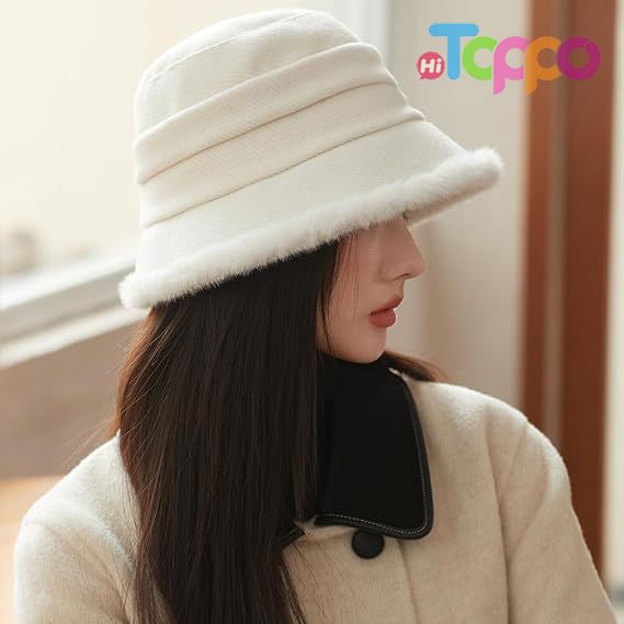 Hot Sale Vintage 1920s Cloche Hats Packable Winter Fleece Lined Bucket Hat 
