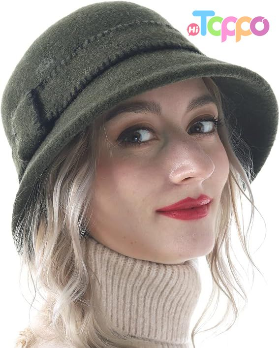 Custom Women Elegant Winter Wool Bucket Hat 1920s Vintage Cloche Bowler Hats